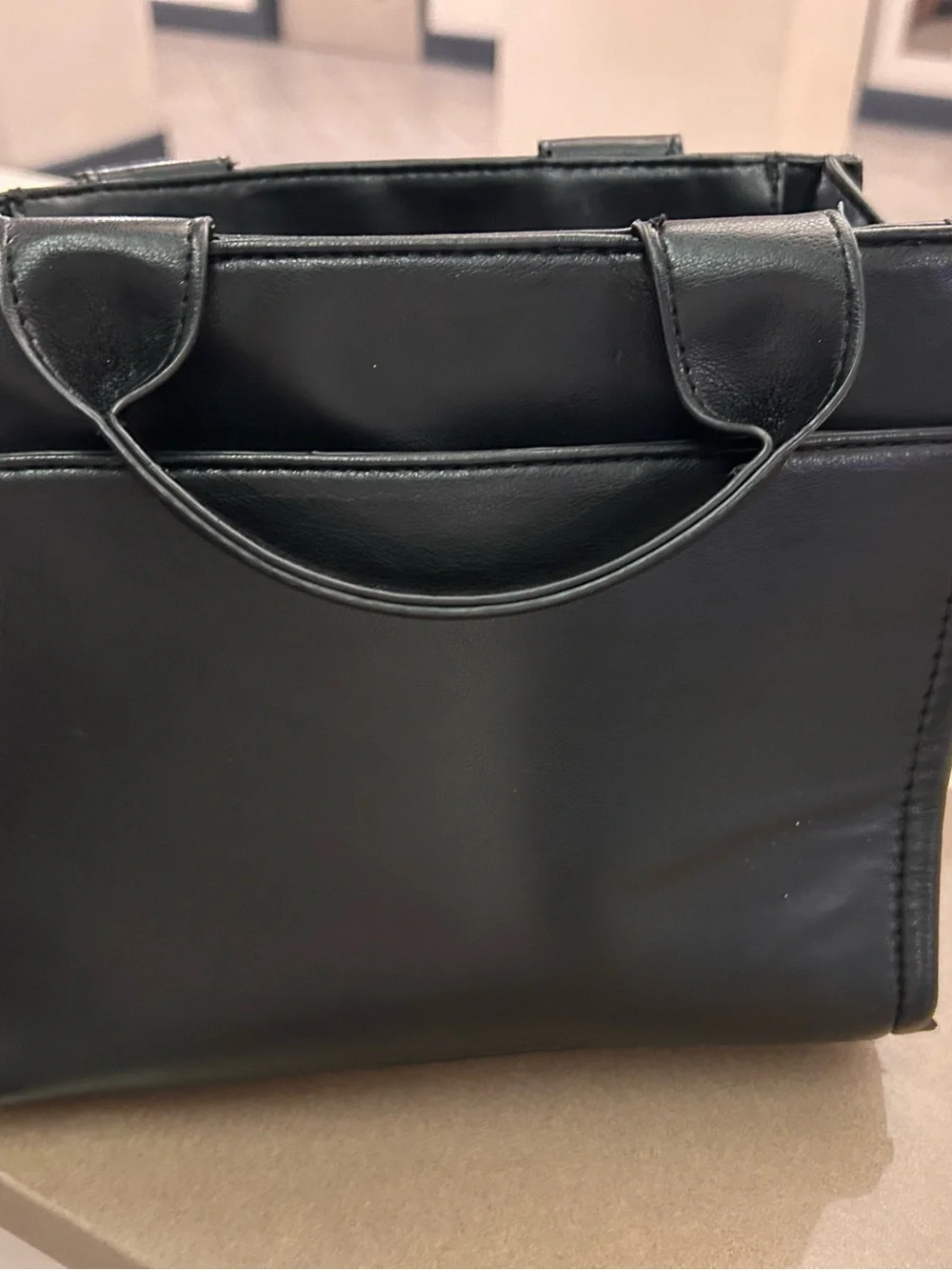 DKNY Black Leather Square Crossbody with Gold-Tone Accents NEW